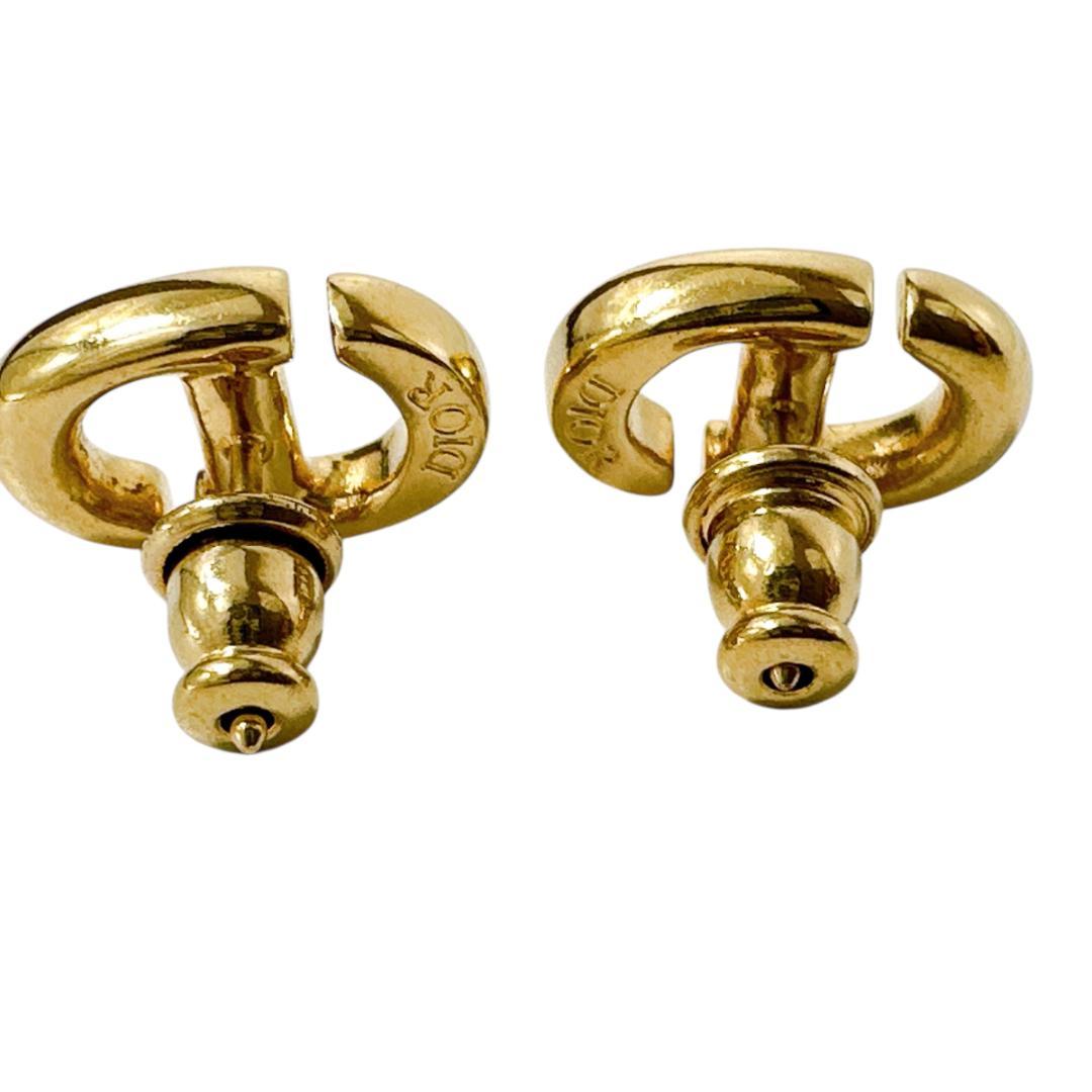 クリスチャンディオール DIOR CD Navy スタッドピアス ゴールド