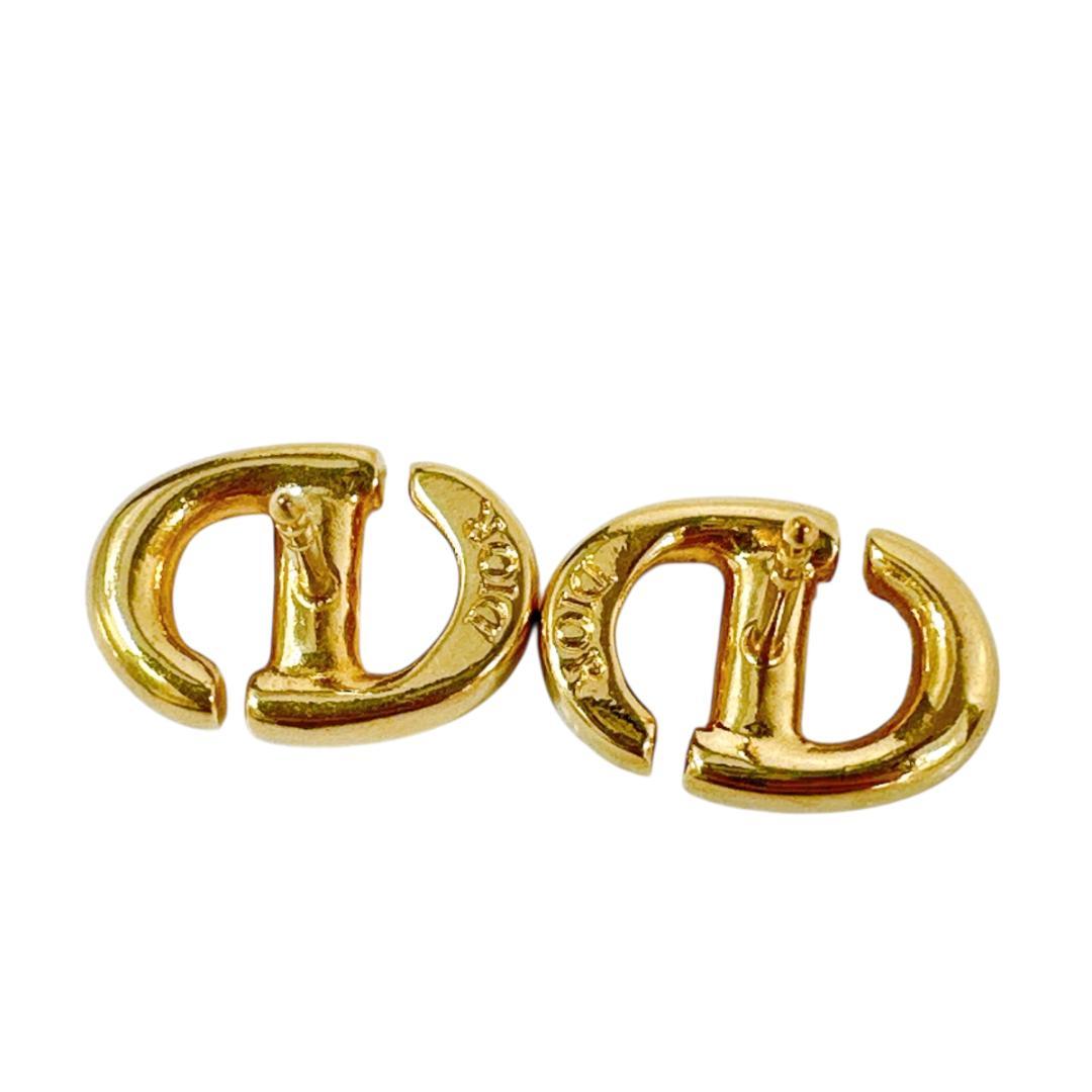 クリスチャンディオール DIOR CD Navy スタッドピアス ゴールド