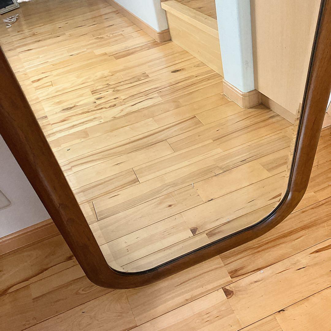 【お買い得 】ウォールミラー 壁掛け鏡 天然木 面取り鏡　姿見 アンティーク