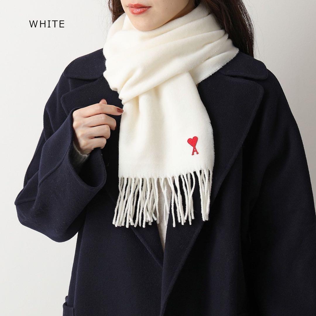 ami paris amiparis アミパリ マフラー ホワイト アイボリー