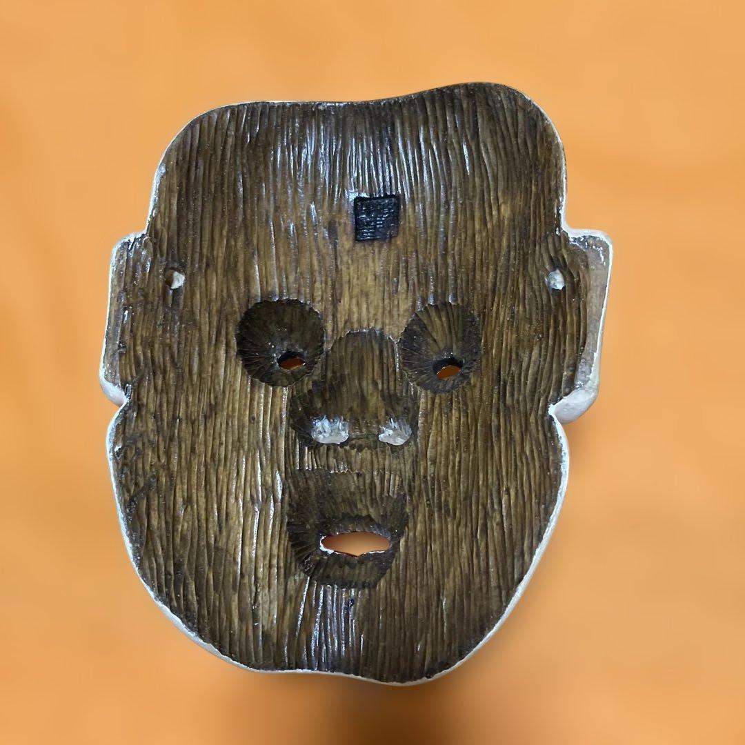 能面　狂言面　空吹　うそぶき　木彫り　手彫り　桐箱