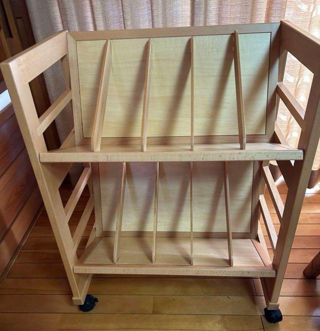 豊岡クラフト　ブックワゴン　木製2段　ライトブラウン