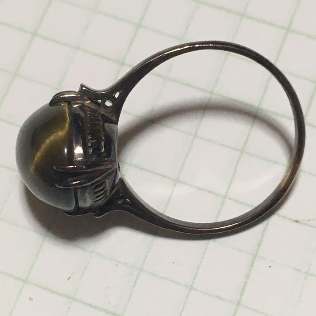 天然石リング　タイガーアイリング　K18 刻印あり