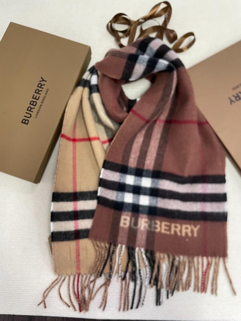 上品カラー カシミヤマフラー 美品