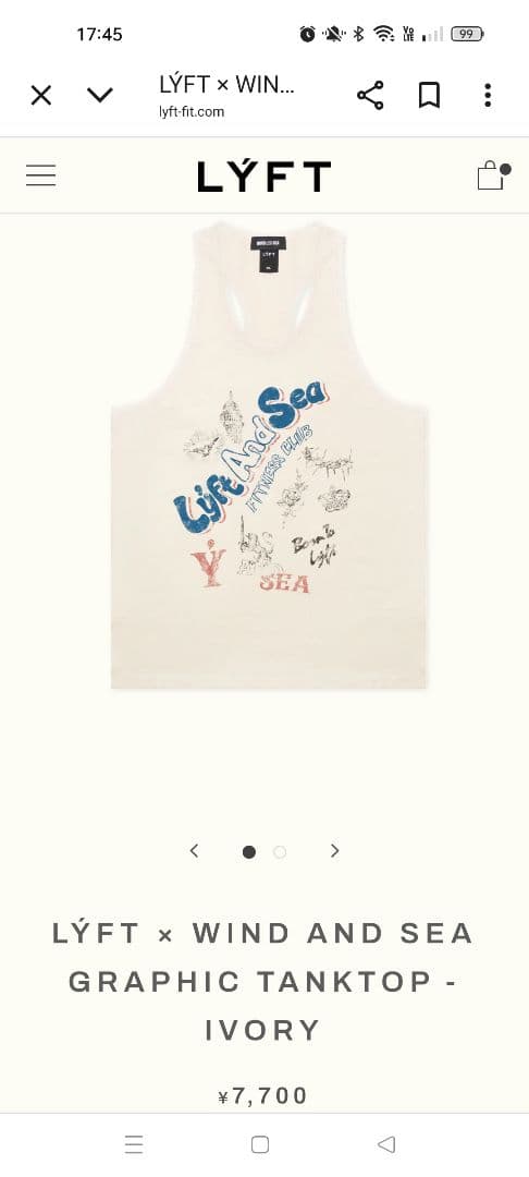 LYFT WIND AND SEA GRAPHIC TANKTOP アイボリー