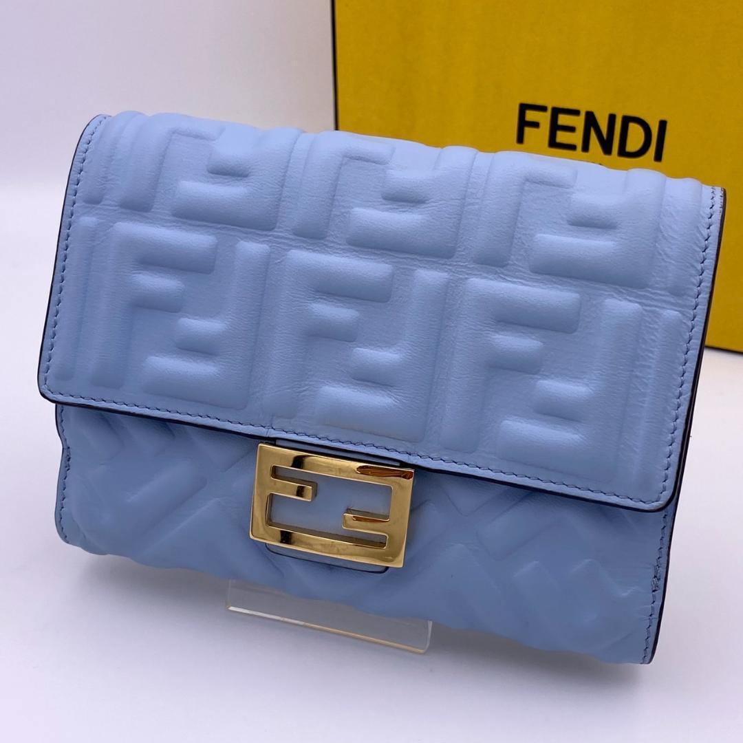 美品 FENDI フェンディ ズッカ バケットウォレット エンボイスレザー