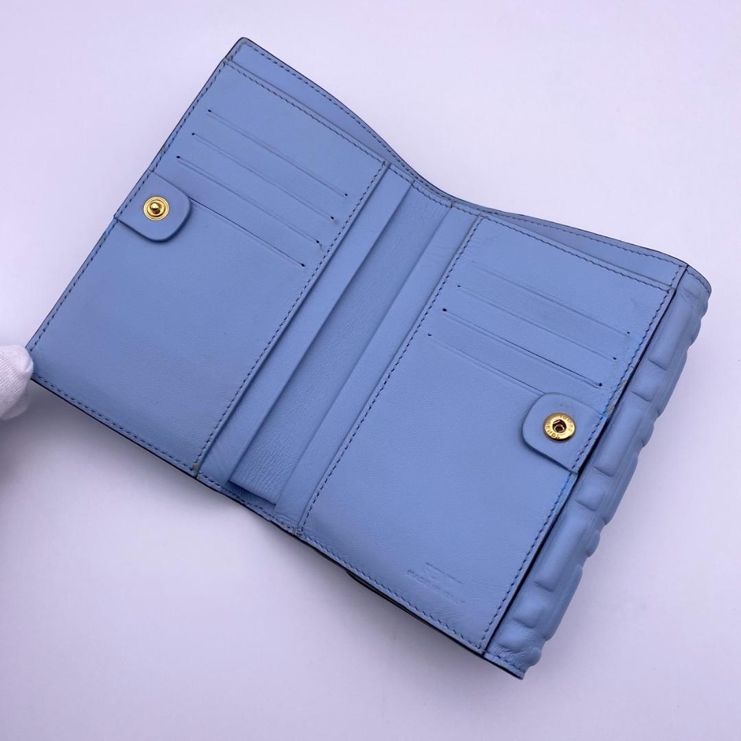 美品 FENDI フェンディ ズッカ バケットウォレット エンボイスレザー