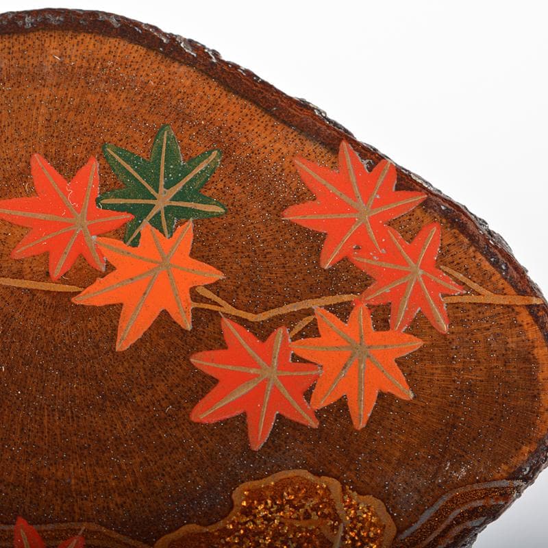 茶道具　山中塗　中村宗悦作　流水に紅葉蒔絵　香合　共箱　V　R6339