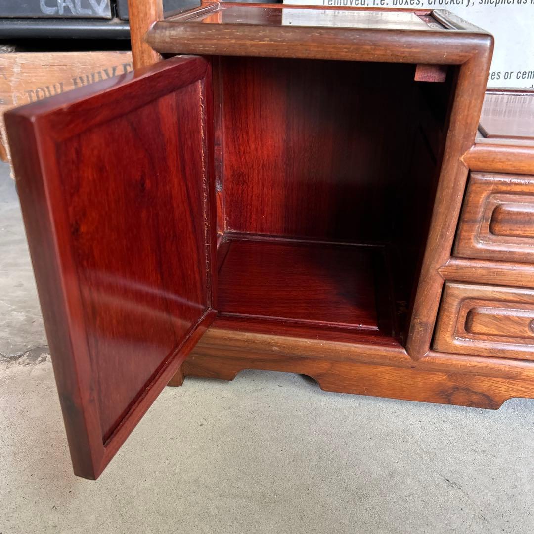 お*ん様 昭和レトロ 木製 唐木 花梨無垢 違い棚 飾り棚 茶棚 煎茶棚 茶箪笥