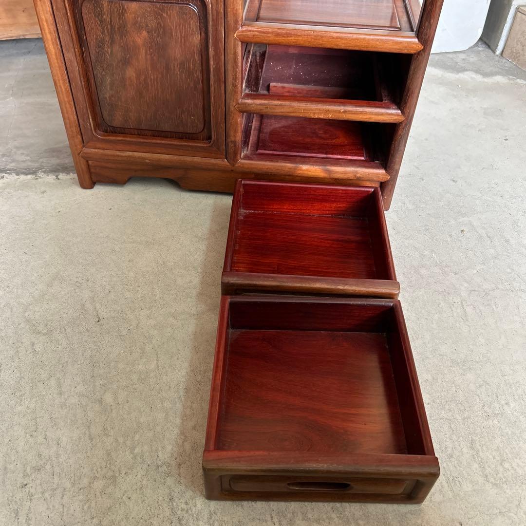 お*ん様 昭和レトロ 木製 唐木 花梨無垢 違い棚 飾り棚 茶棚 煎茶棚 茶箪笥