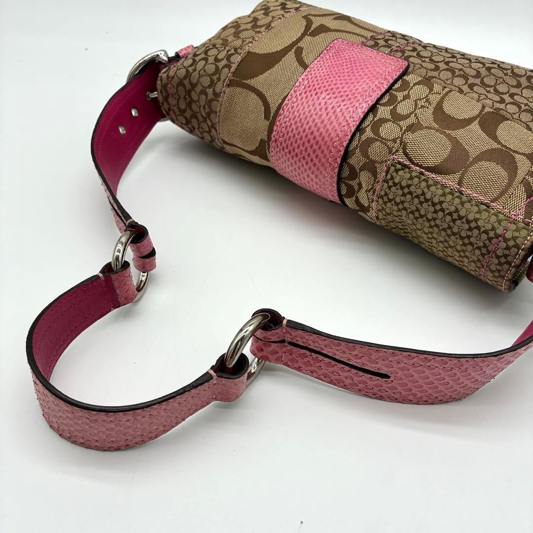 極美品✨ コーチ パッチワーク ソーホー フラップ ワンショルダーバッグ ピンク