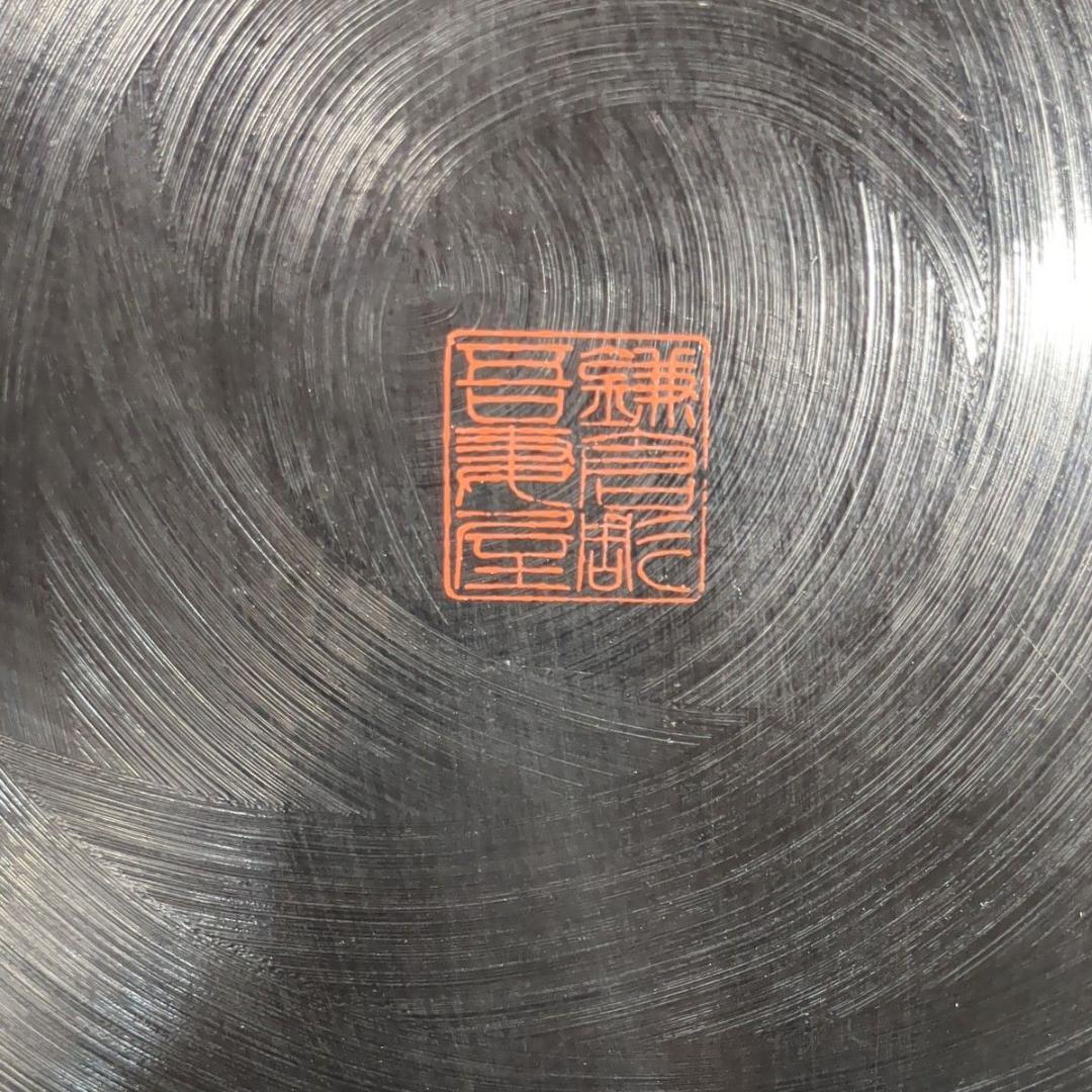 鎌倉彫 丸盆12寸(直径36.5cm) 鉄線柄 花柄 大サイズ木製盆 極美品