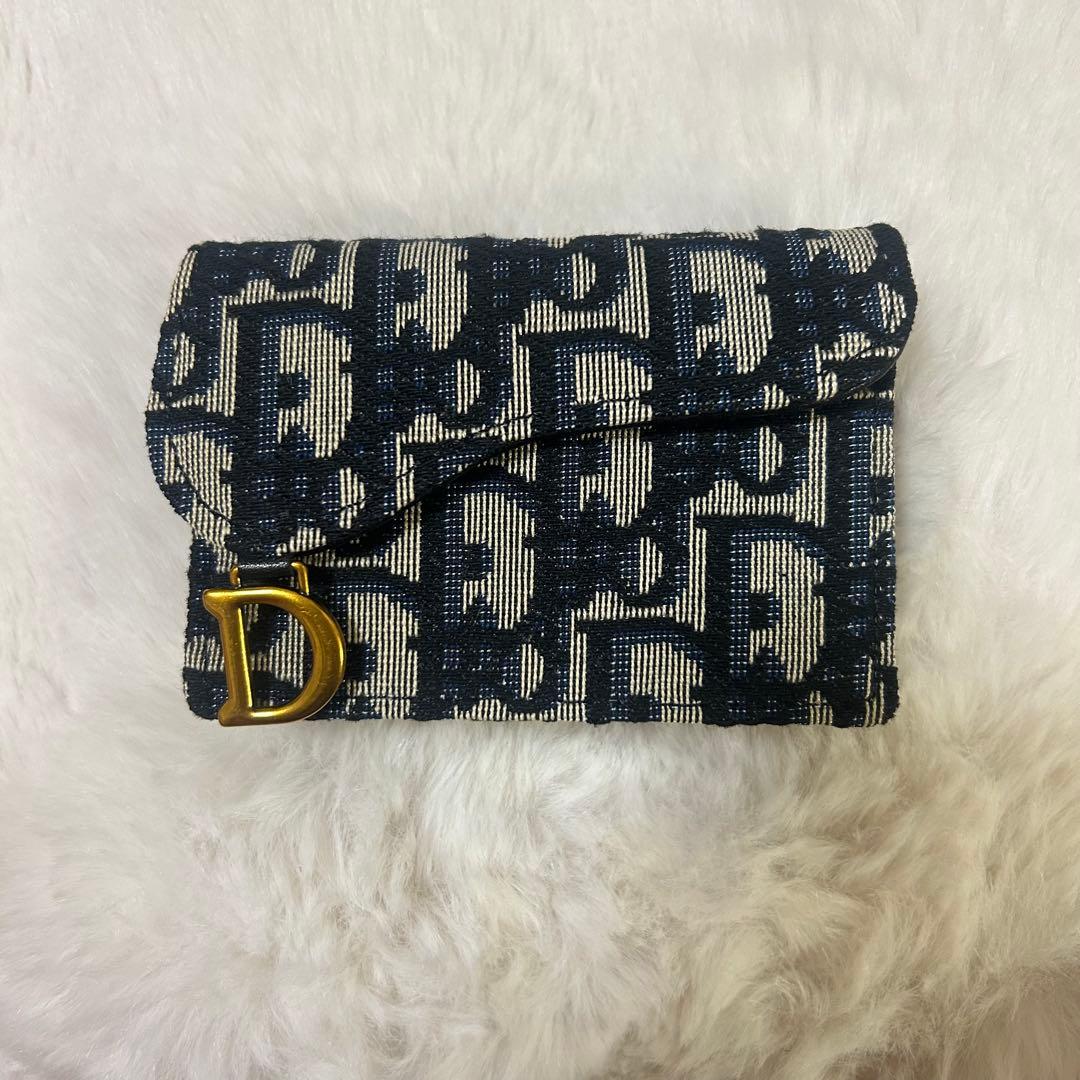 Christian Dior ミニ財布 ネイビー/ベージュ