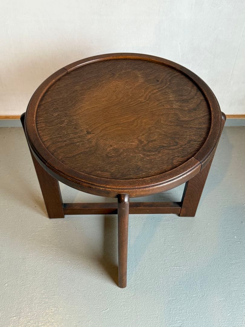 木製 サイドテーブル カフェテーブル コーヒーテーブル 丸テーブル 古家具