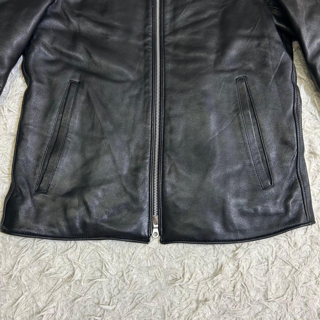美品 ナノユニバース シングル ライダース 羊革 ジャケット ラムレザー M