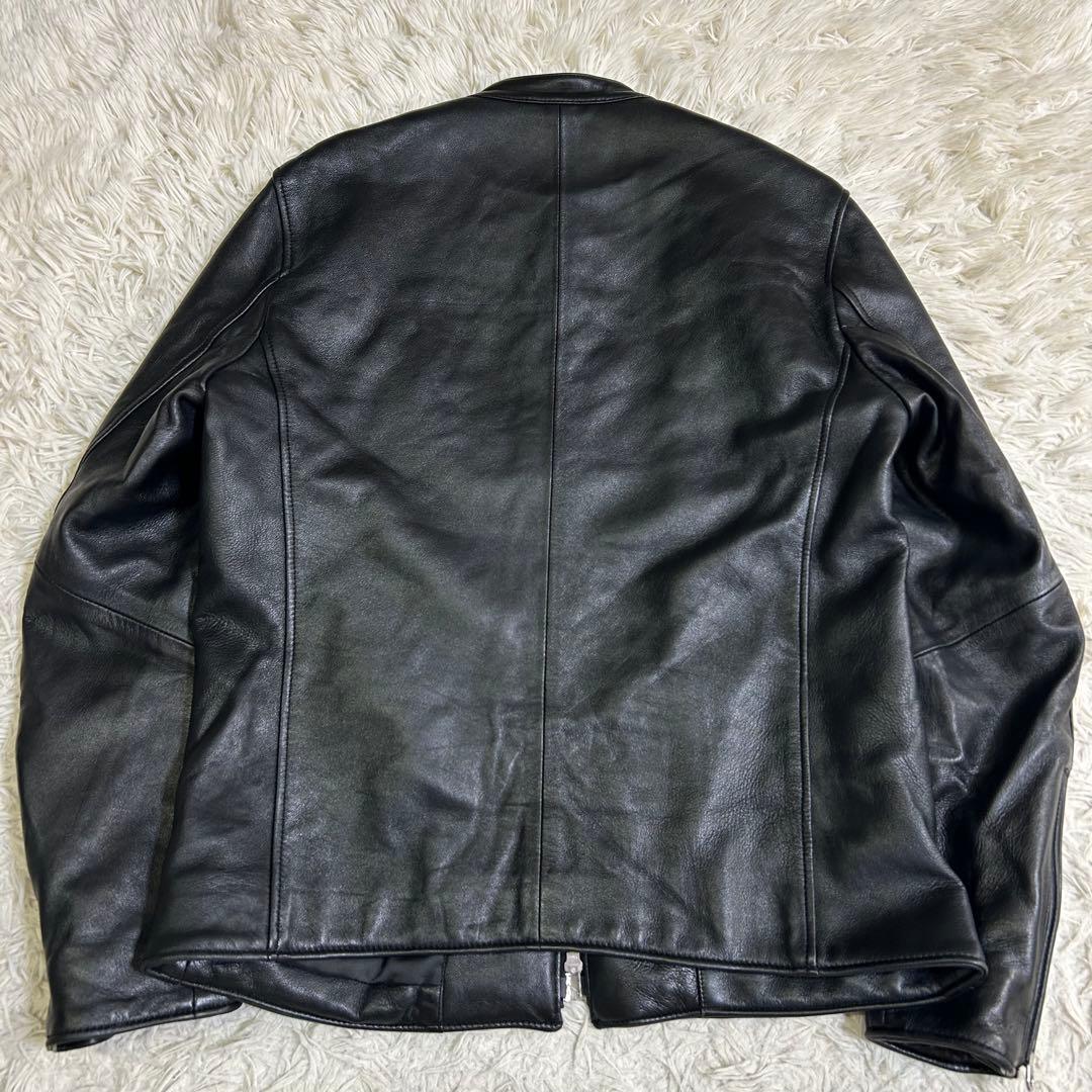 美品 ナノユニバース シングル ライダース 羊革 ジャケット ラムレザー M