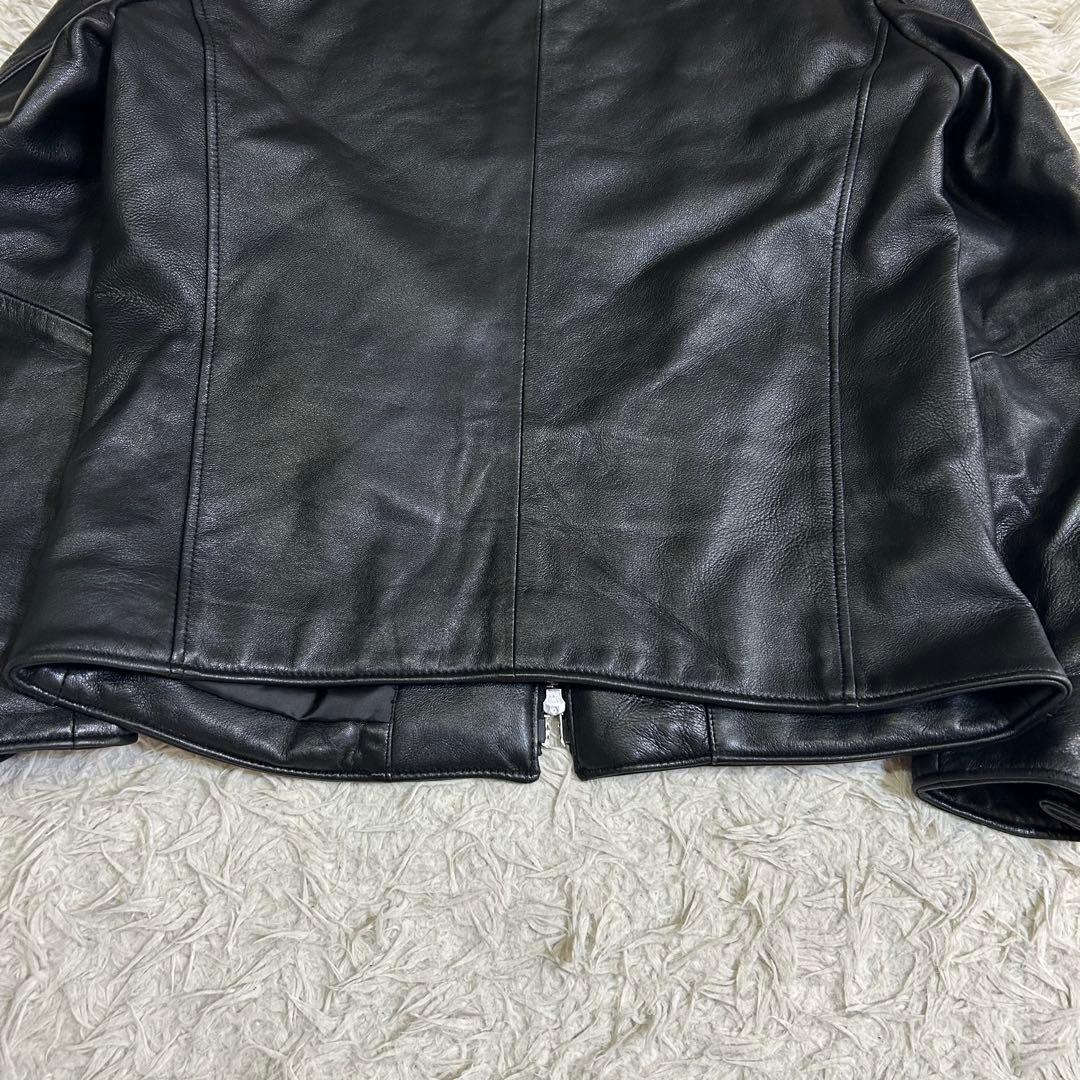 美品 ナノユニバース シングル ライダース 羊革 ジャケット ラムレザー M
