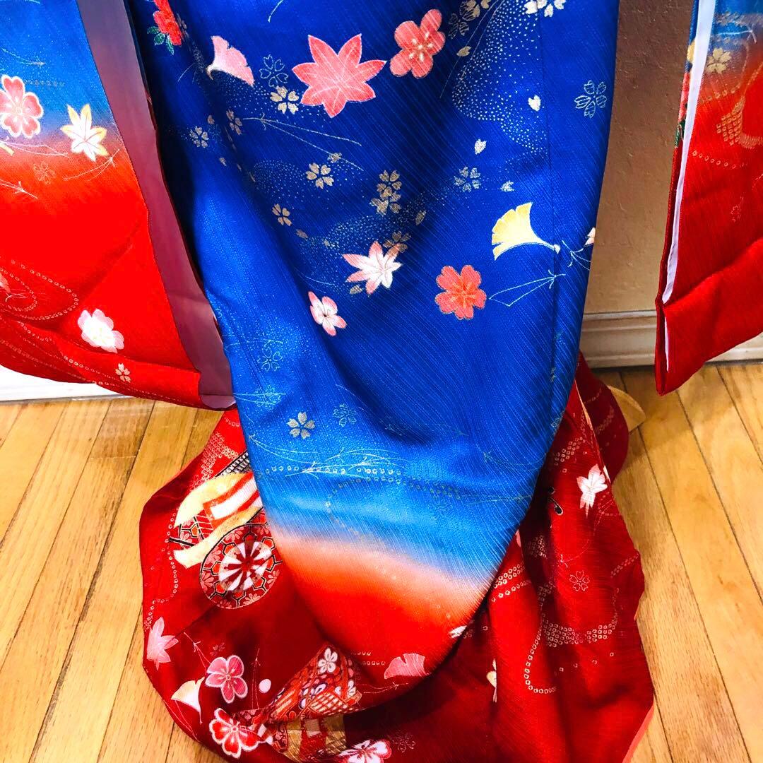 七五三 七歳‼️正絹御所車桜金彩金箔際立つ‼️完全フルセット‼️