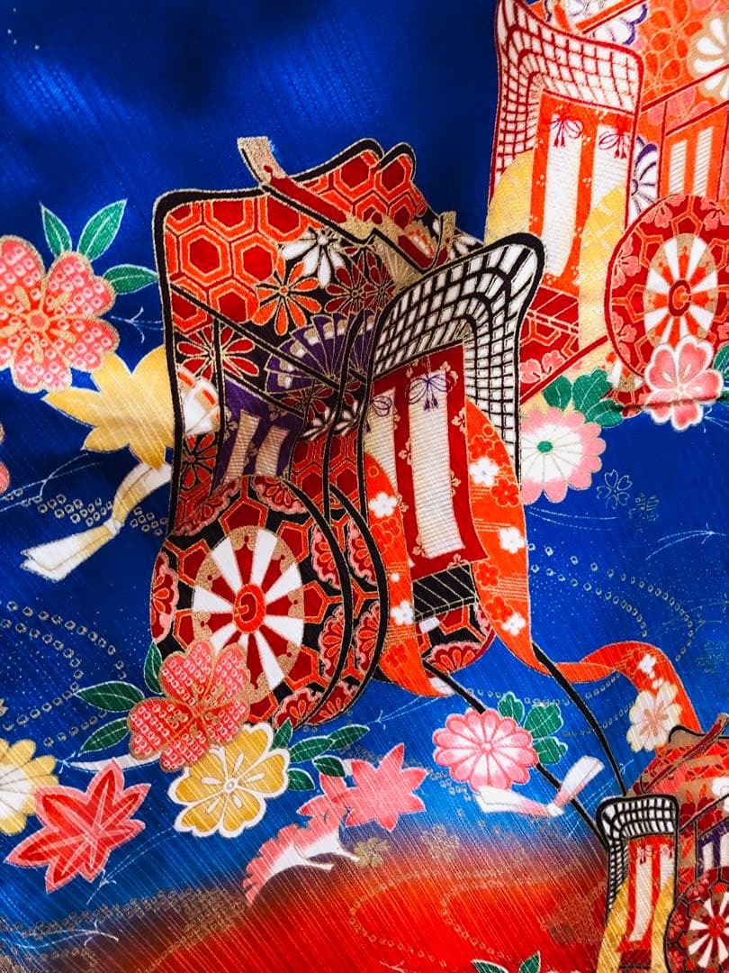 七五三 七歳‼️正絹御所車桜金彩金箔際立つ‼️完全フルセット‼️