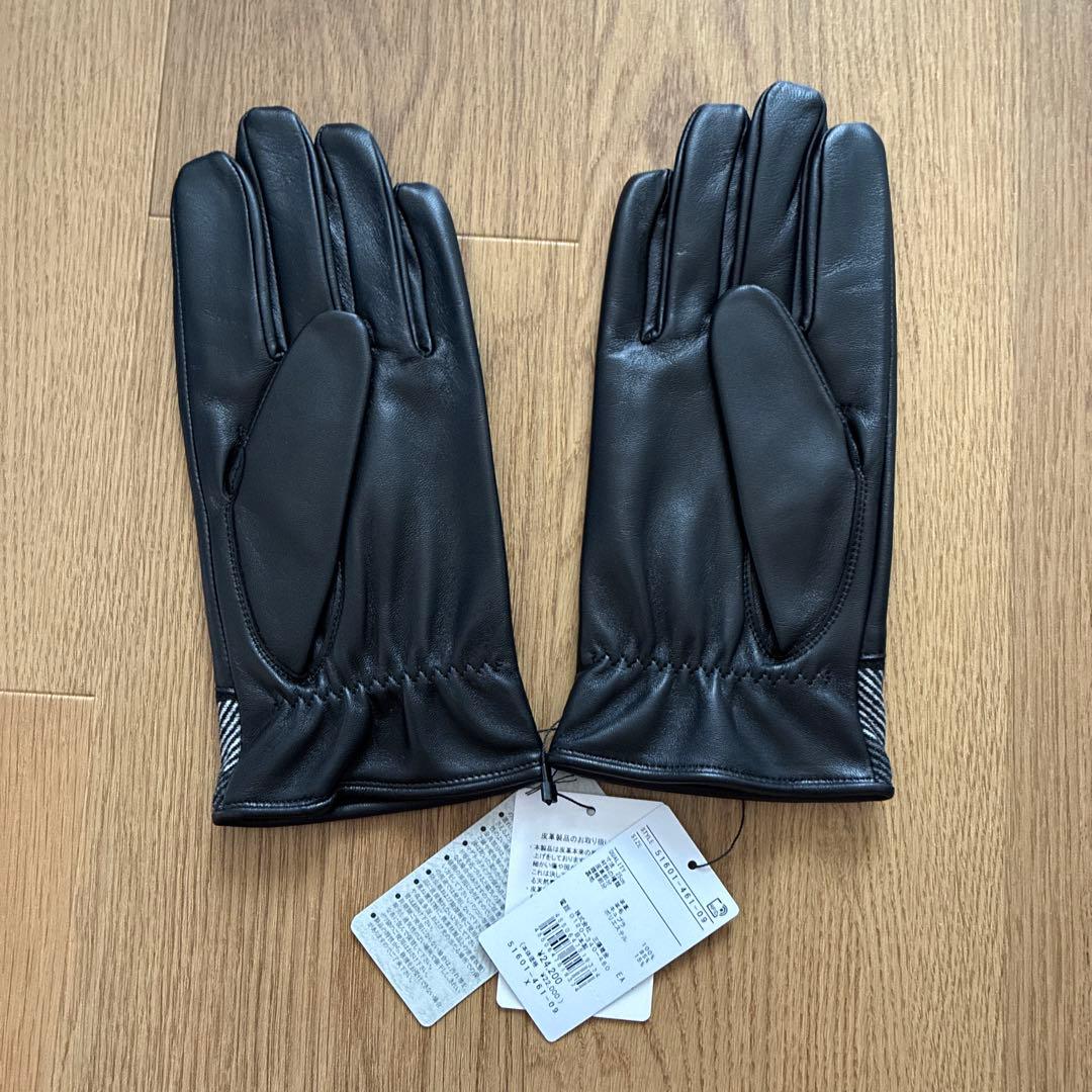 【未使用品】ブラックレーベルクレストブリッジ レザー グローブ ブラック