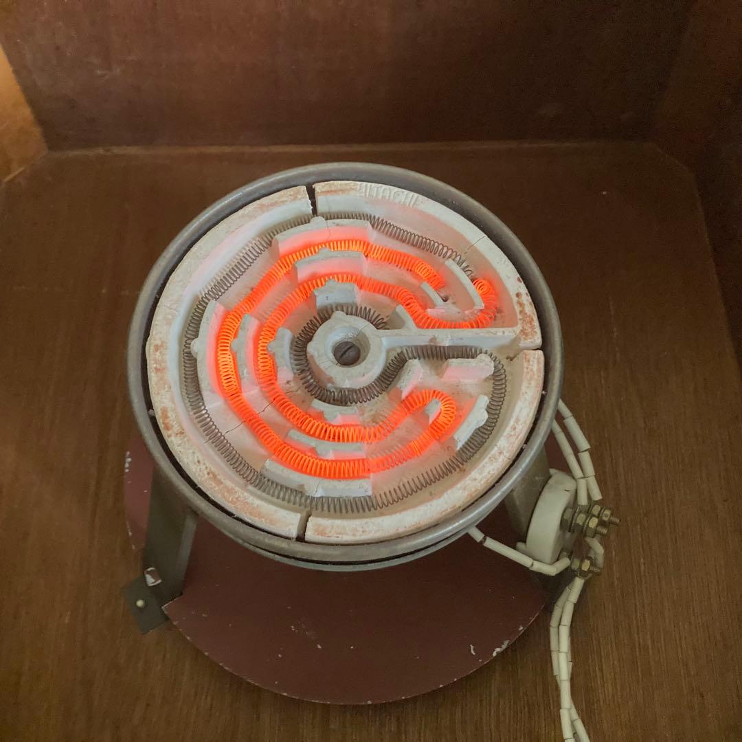 日立 電気火鉢 コンロ ストーブ 座卓 木製 関西 縁付き 昭和レトロ 難有り