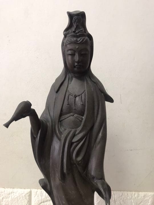 观音像，古銅製，時代物，高63cm，重8000克。