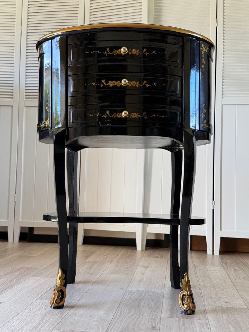 猫脚キャビネット アンティーク 3段引き出し 花台　電話台 レトロ