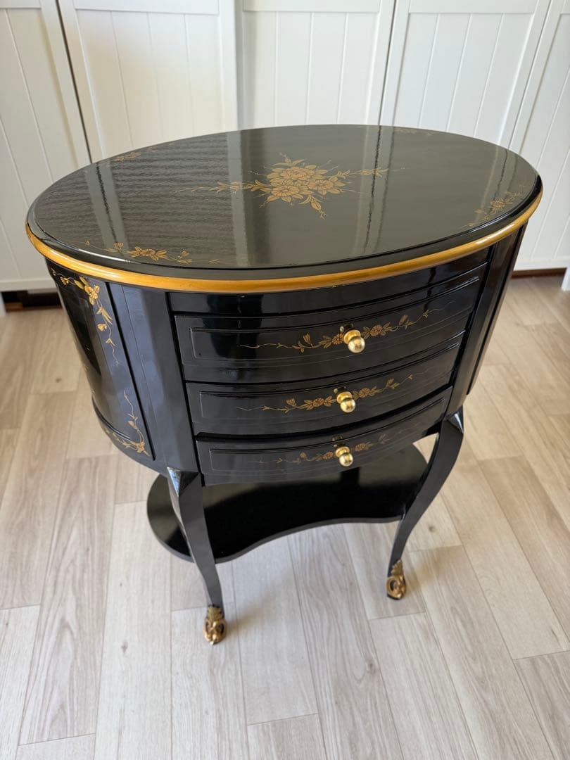 猫脚キャビネット アンティーク 3段引き出し 花台　電話台 レトロ