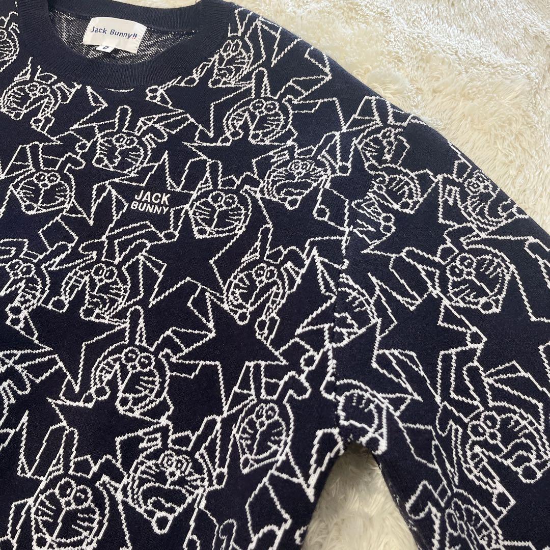 【未使用】ジャックバニー うさ耳 ドラえもん 総柄 ニットセーター　0