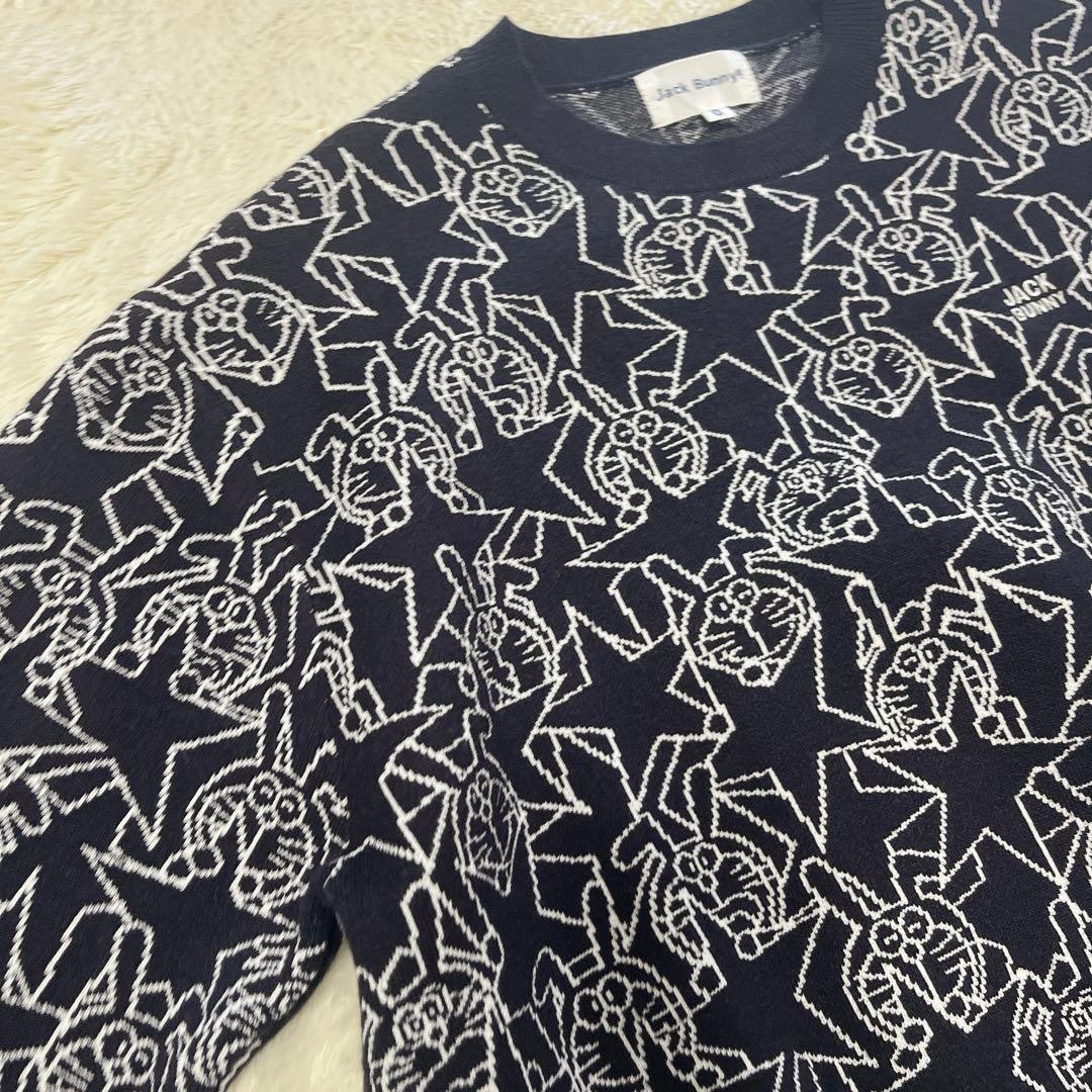 【未使用】ジャックバニー うさ耳 ドラえもん 総柄 ニットセーター　0