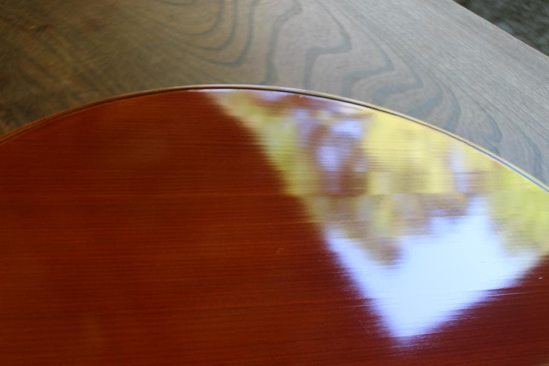 デッドストック！優美な拭き漆の映える春慶塗の半月盆（検漆器漆盆茶道具お盆お膳