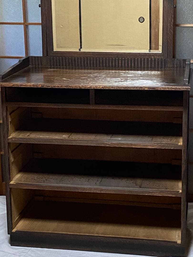 ✳︎アンティーク和家具✳︎ミラー付収納箪笥　シンプル和モダン　年代もの