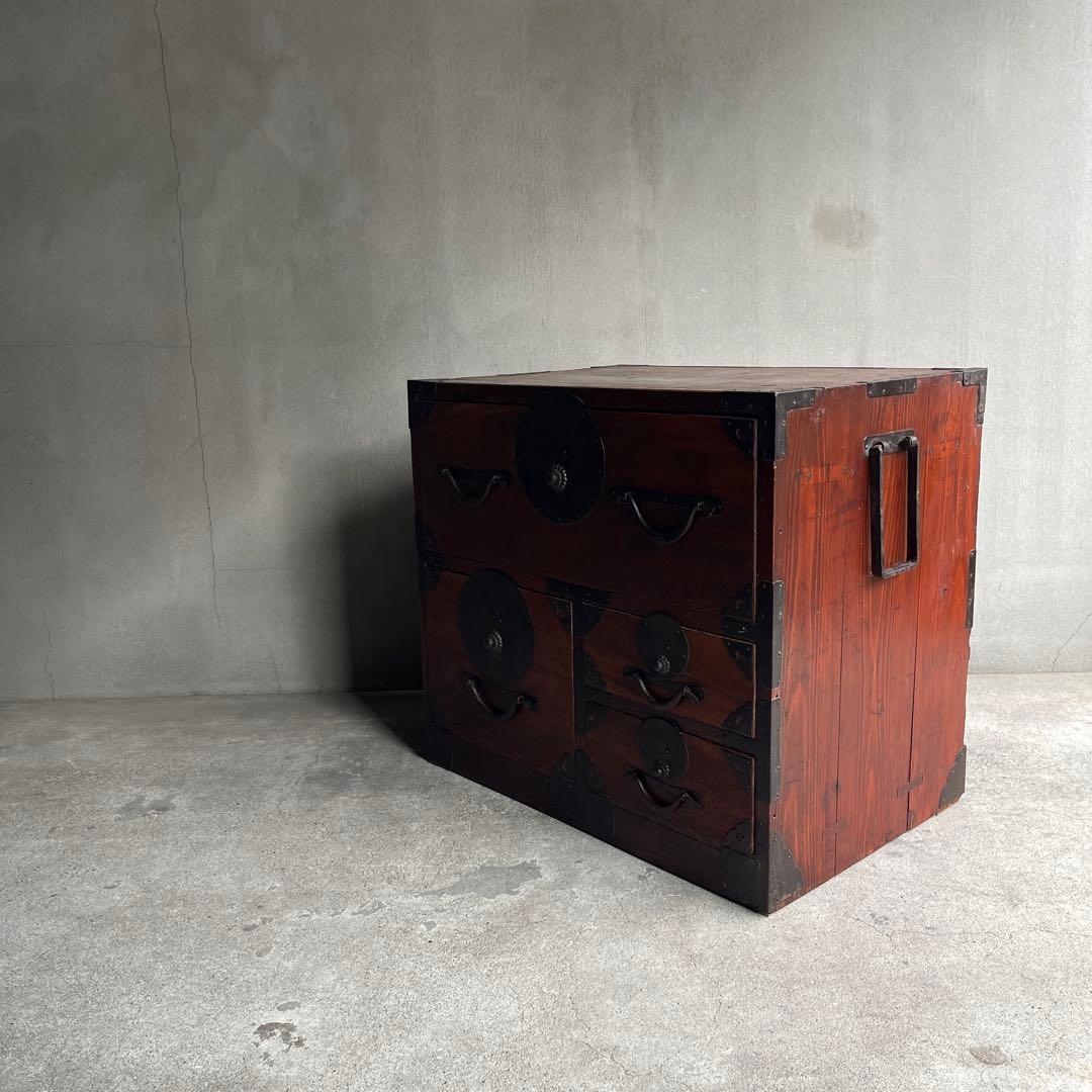 和製アンティーク 明治大正期 会津箪笥 引手金具 小振りサイズ 引き出し