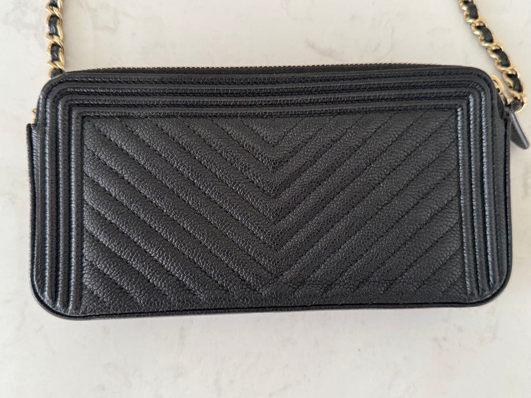 CHANEL✴︎BOY✴︎チェーンウォレット✴︎キャビアスキン ✴︎ブラック✴︎美品