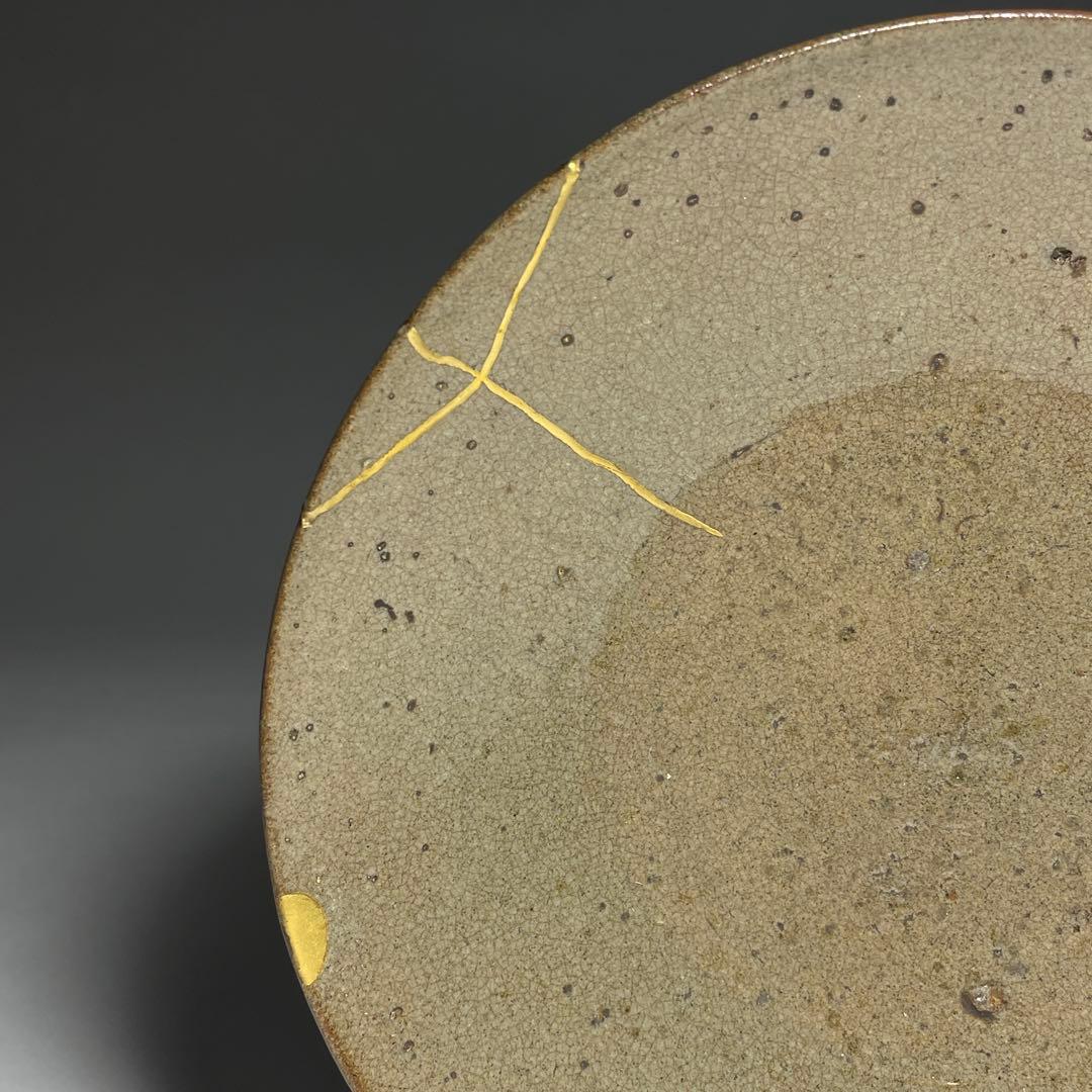 ◆素晴らしい金継ぎ 古唐津平茶碗 無地 伝世 桃山時代〜江戸時代初期 茶道具◆