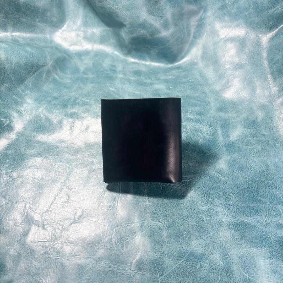 ハンドメイド　二つ折り　革財布　クロムエクセル　黒色　真鍮　cx-hw-000