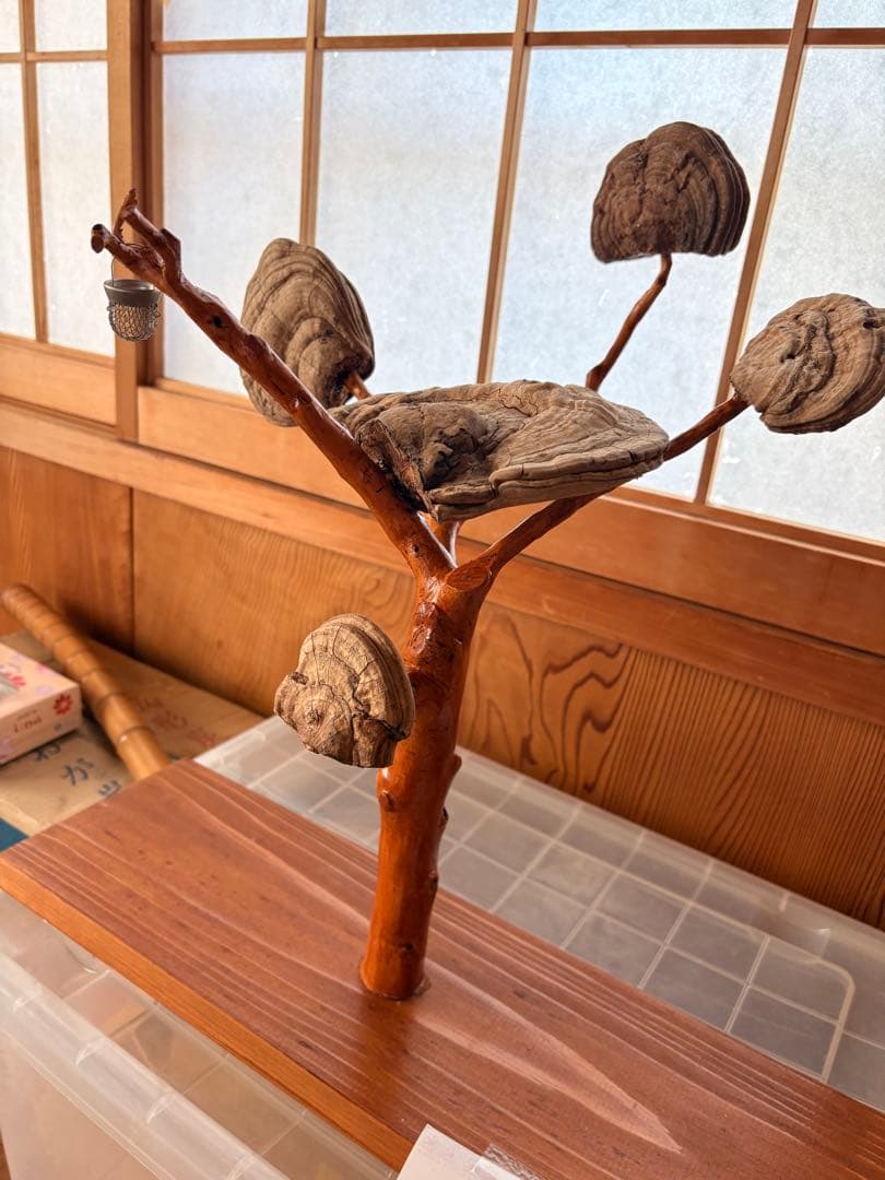 木製キノコデザイン置物 約30cm