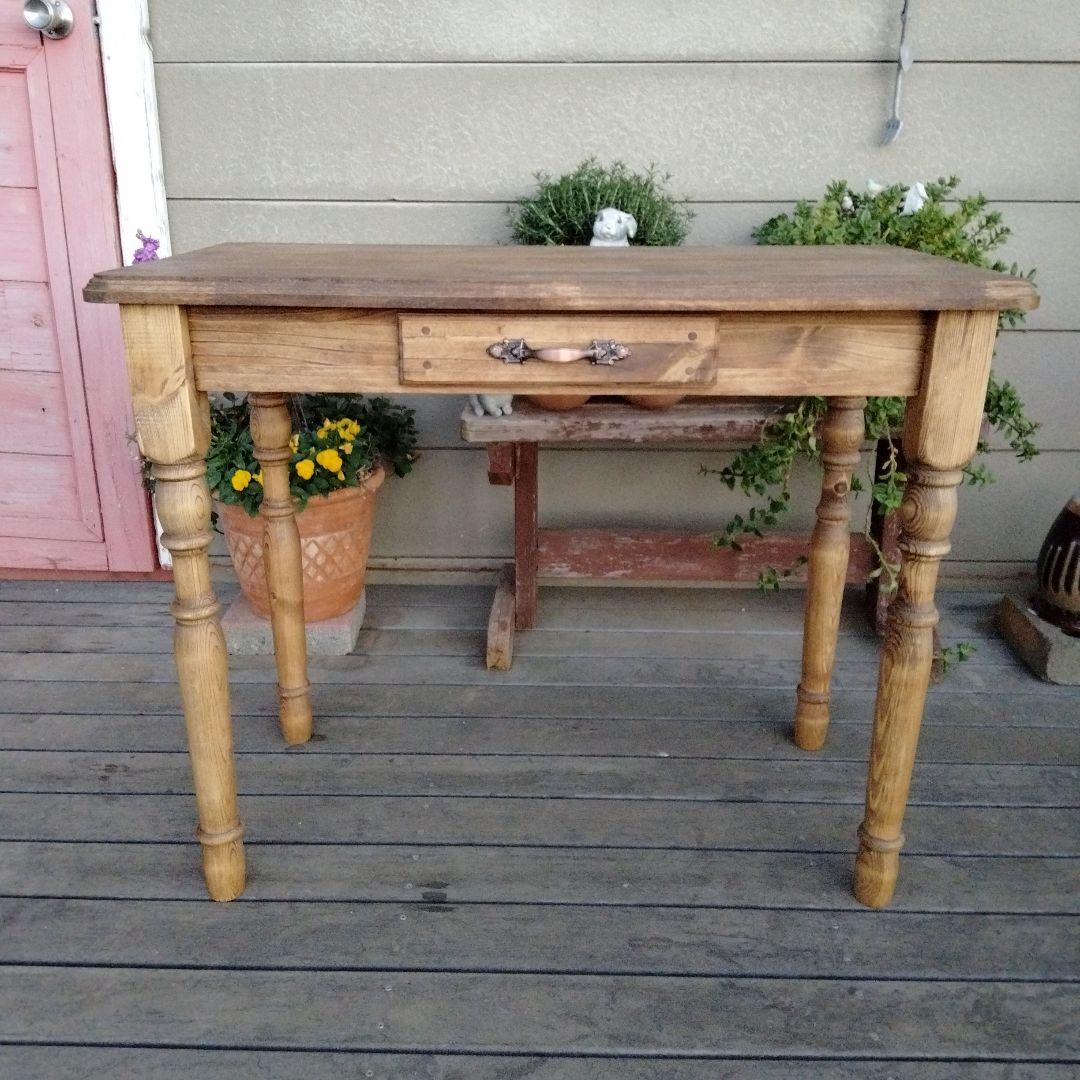 カントリー木工　ろくろ脚のパソコンデスク　学習机　作業台