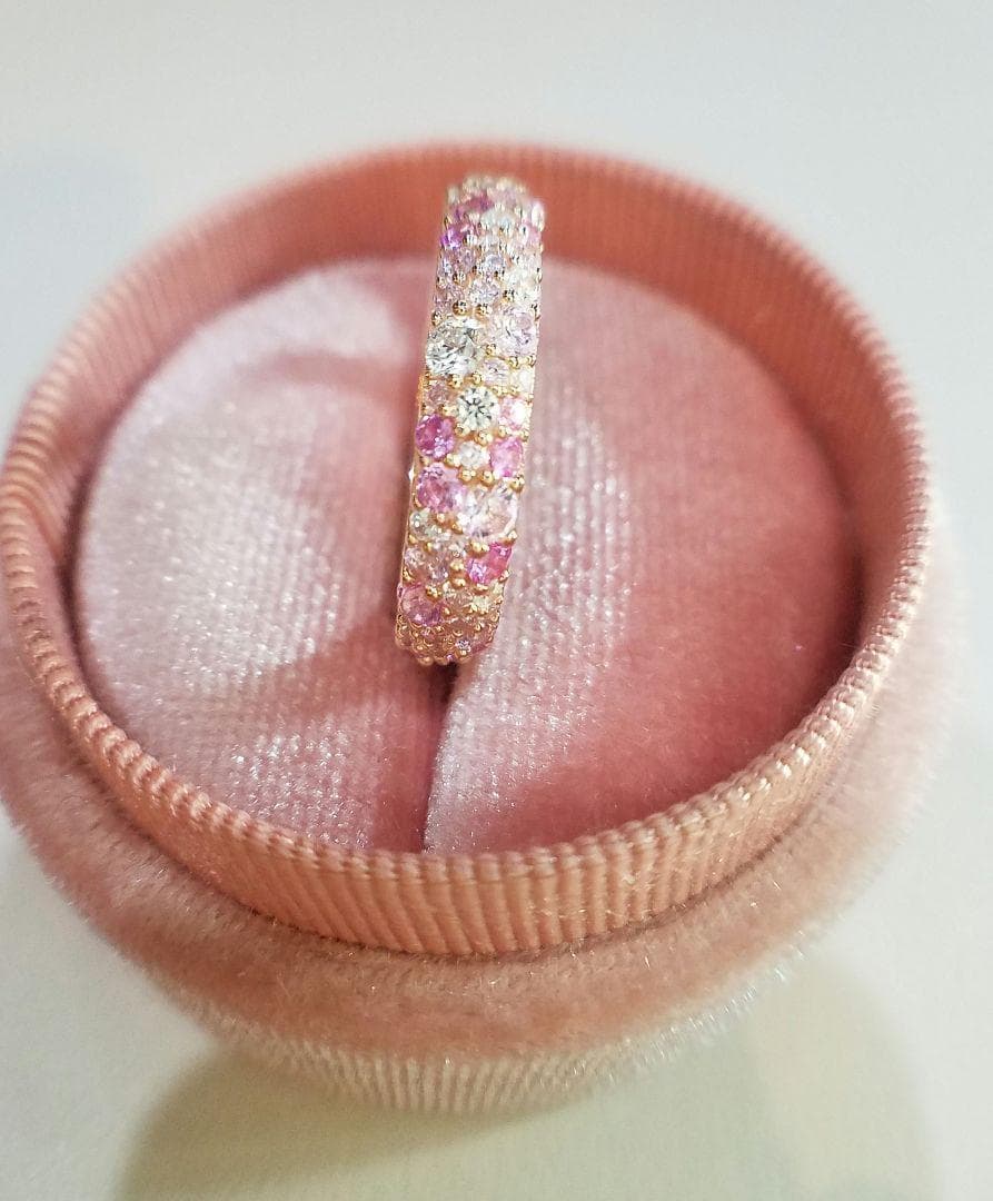 専用！最高級ソナダイヤ&人工ピンクサファイア　パヴェフルエタニティ 8.5号