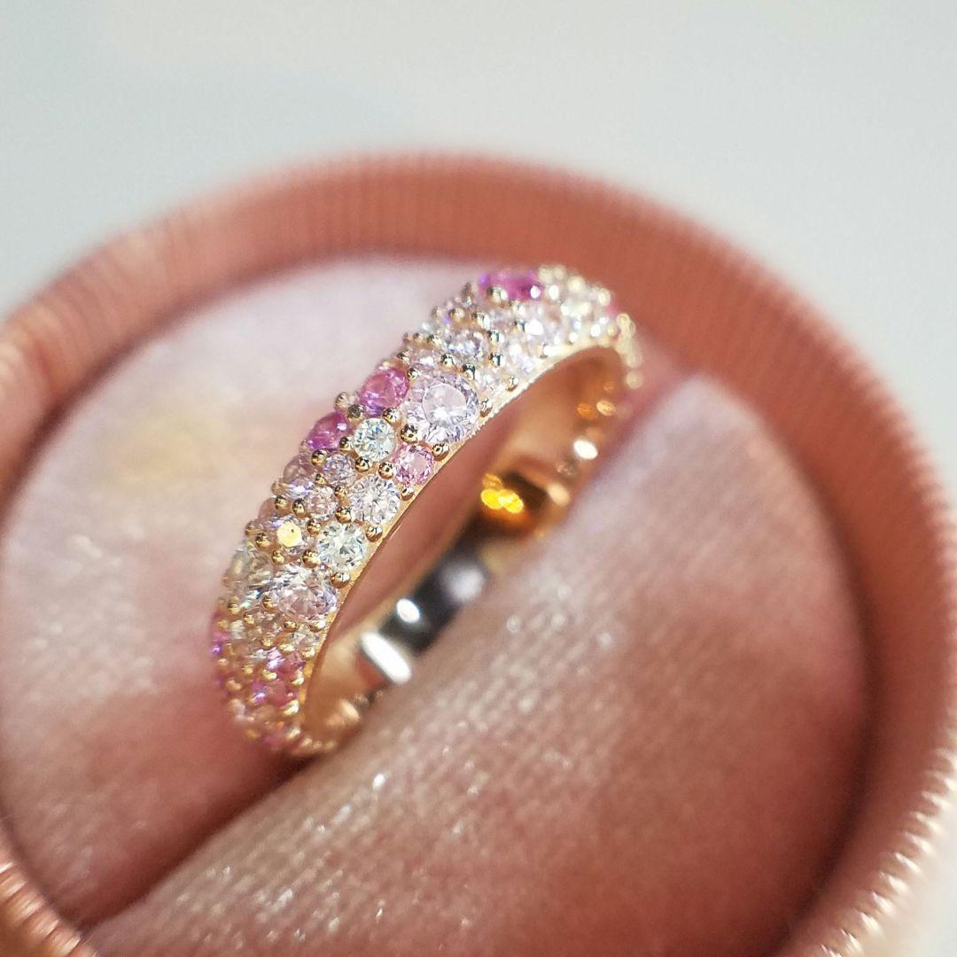 専用！最高級ソナダイヤ&人工ピンクサファイア　パヴェフルエタニティ 8.5号