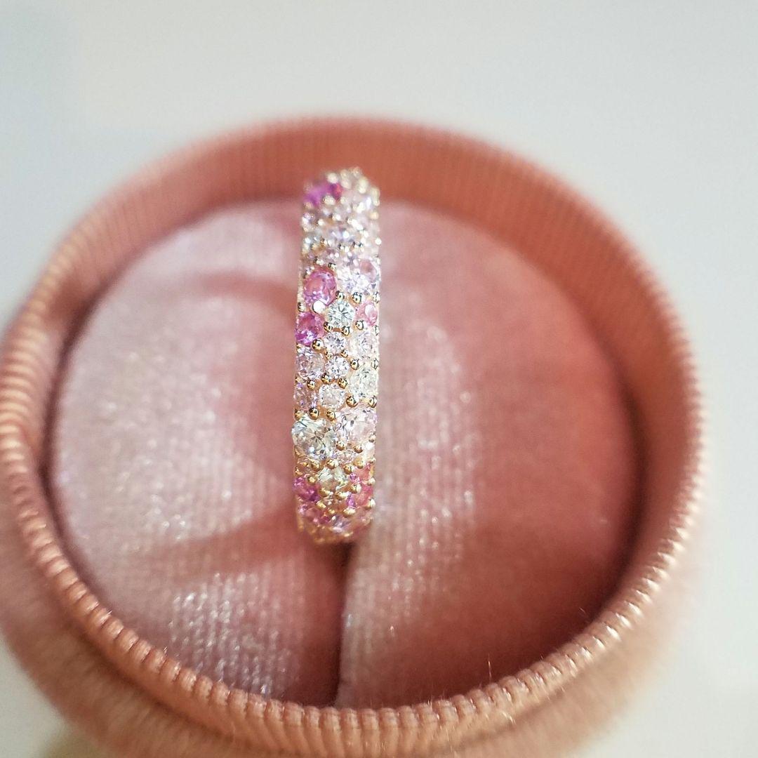 専用！最高級ソナダイヤ&人工ピンクサファイア　パヴェフルエタニティ 8.5号