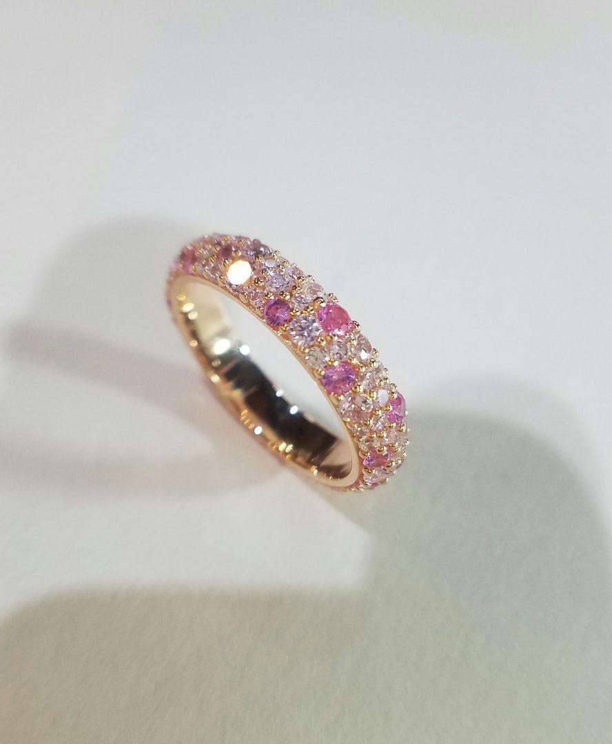 専用！最高級ソナダイヤ&人工ピンクサファイア　パヴェフルエタニティ 8.5号