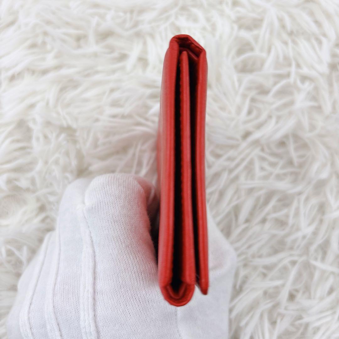 美品✨TIFFANY&Co. レザー三つ折り財布 レッド コンパクトミニ