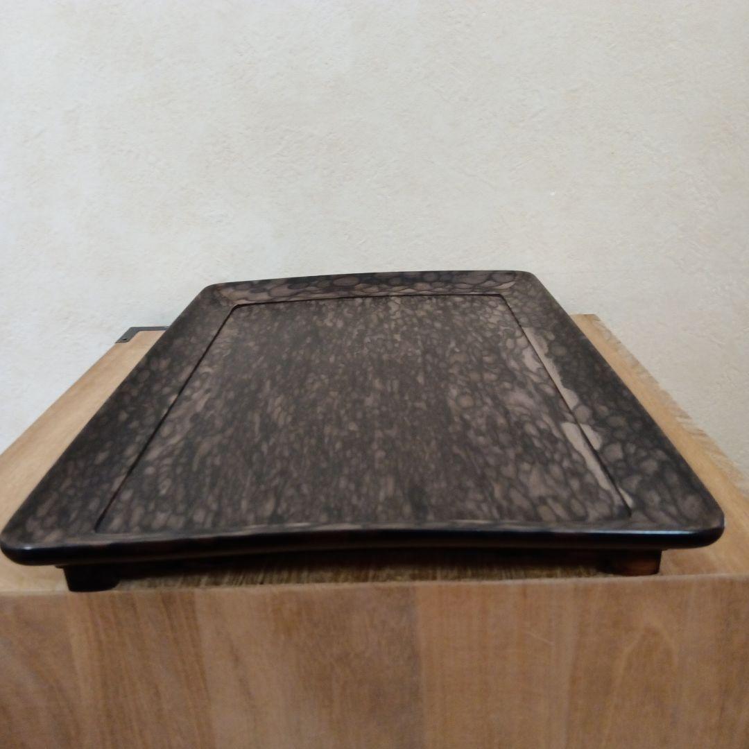 銘木黒柿　極上孔雀杢　香盆