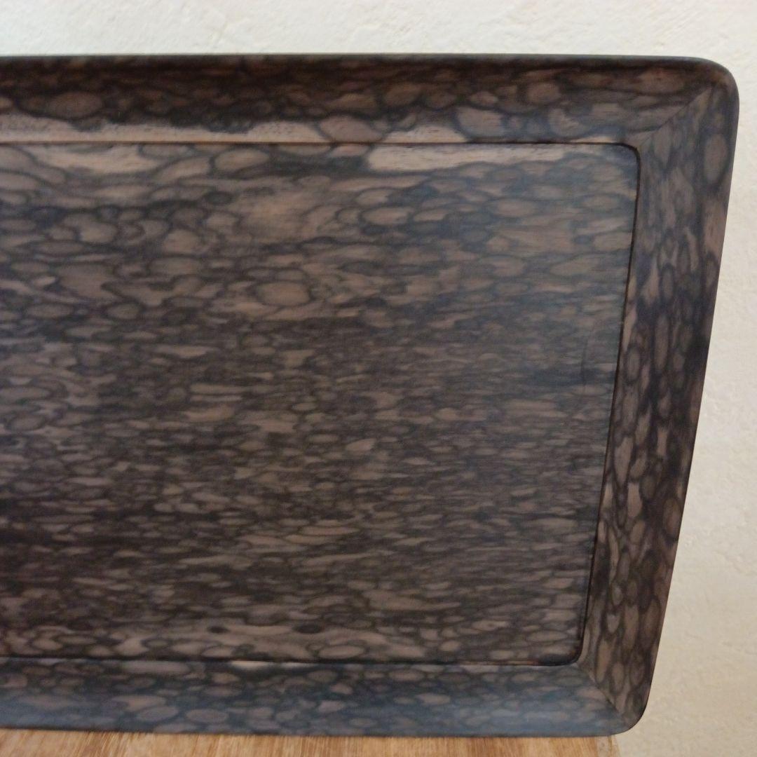 銘木黒柿　極上孔雀杢　香盆