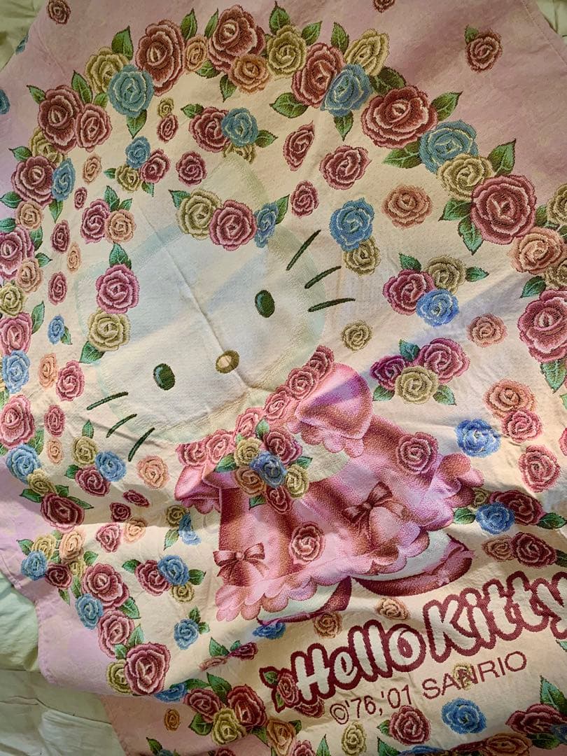 超レア25周年記念品♡ゴブラン織Hello Kittyベッドカバ195✖️127㎝