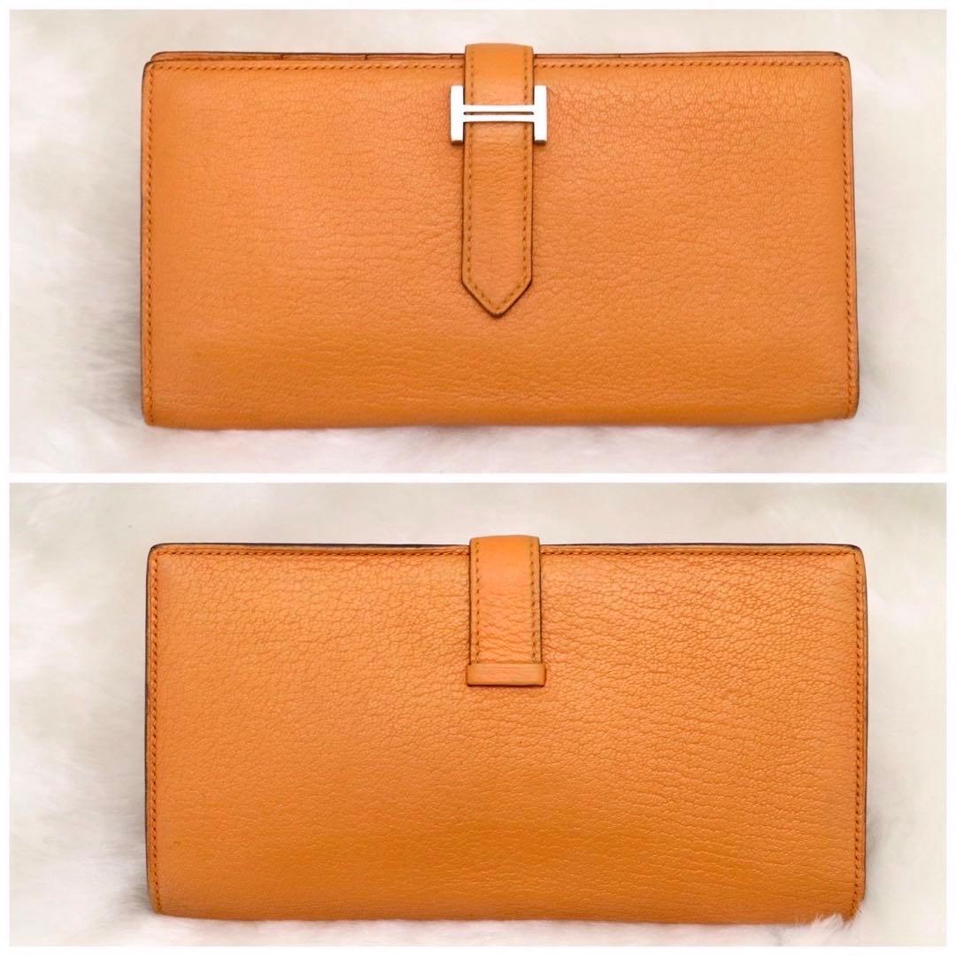 ✨新品同様✨HERMESベアンスフレ❤️二折長財布♪オレンジ ✨