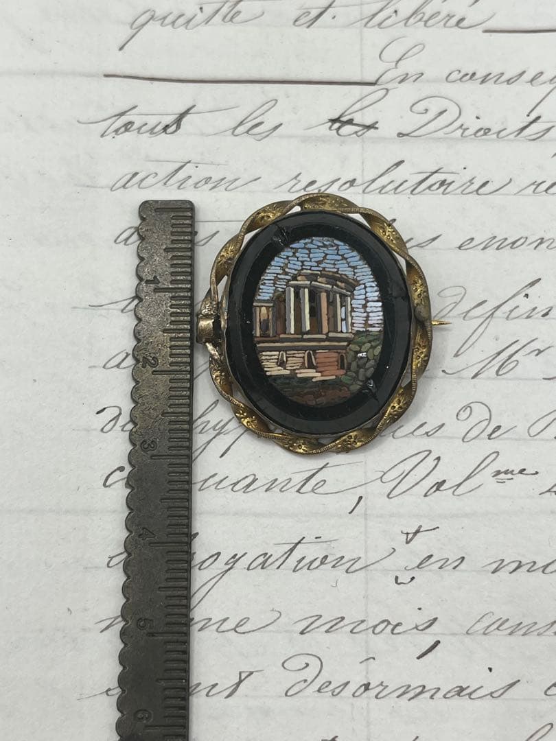 19世紀 イタリアアンティーク マイクロモザイク ブローチ