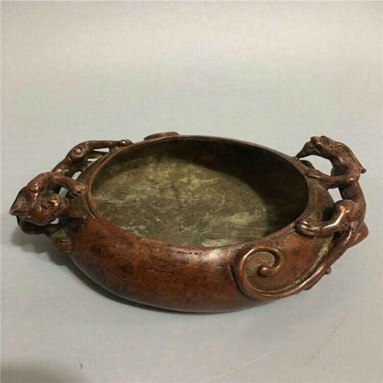 古玩古工芸品双耳瑞獣竜灰皿装飾置物