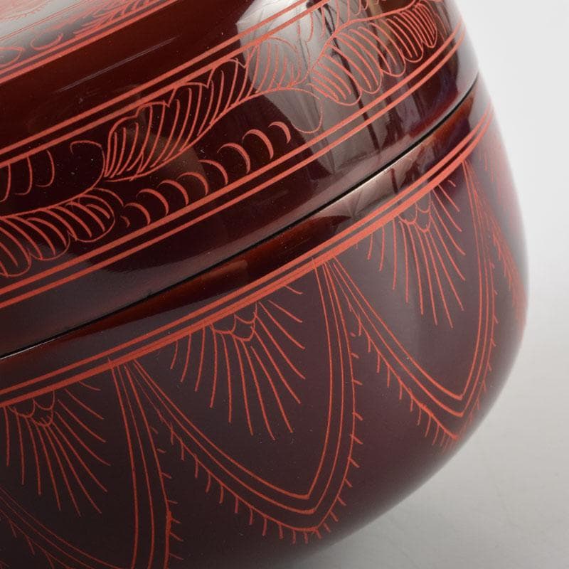 茶道具　中村湖彩作　キンマ彫　平棗　共箱　V　9029